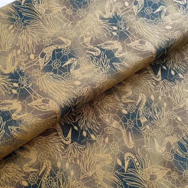 BROLGA DREAMING Aborigines Stoff aus Australien